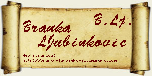 Branka LJubinković vizit kartica